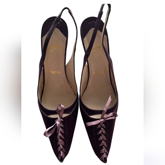 Christian Louboutin Satin CorsetSlingback heels , Sz 38 , EUC